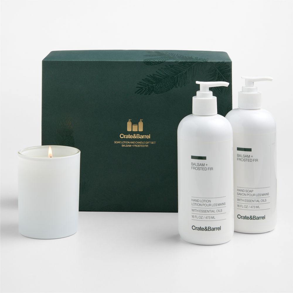 Balsam + Frosted Fir Hand Soap, Lotion & Candle 3-Piece Kitchen Set