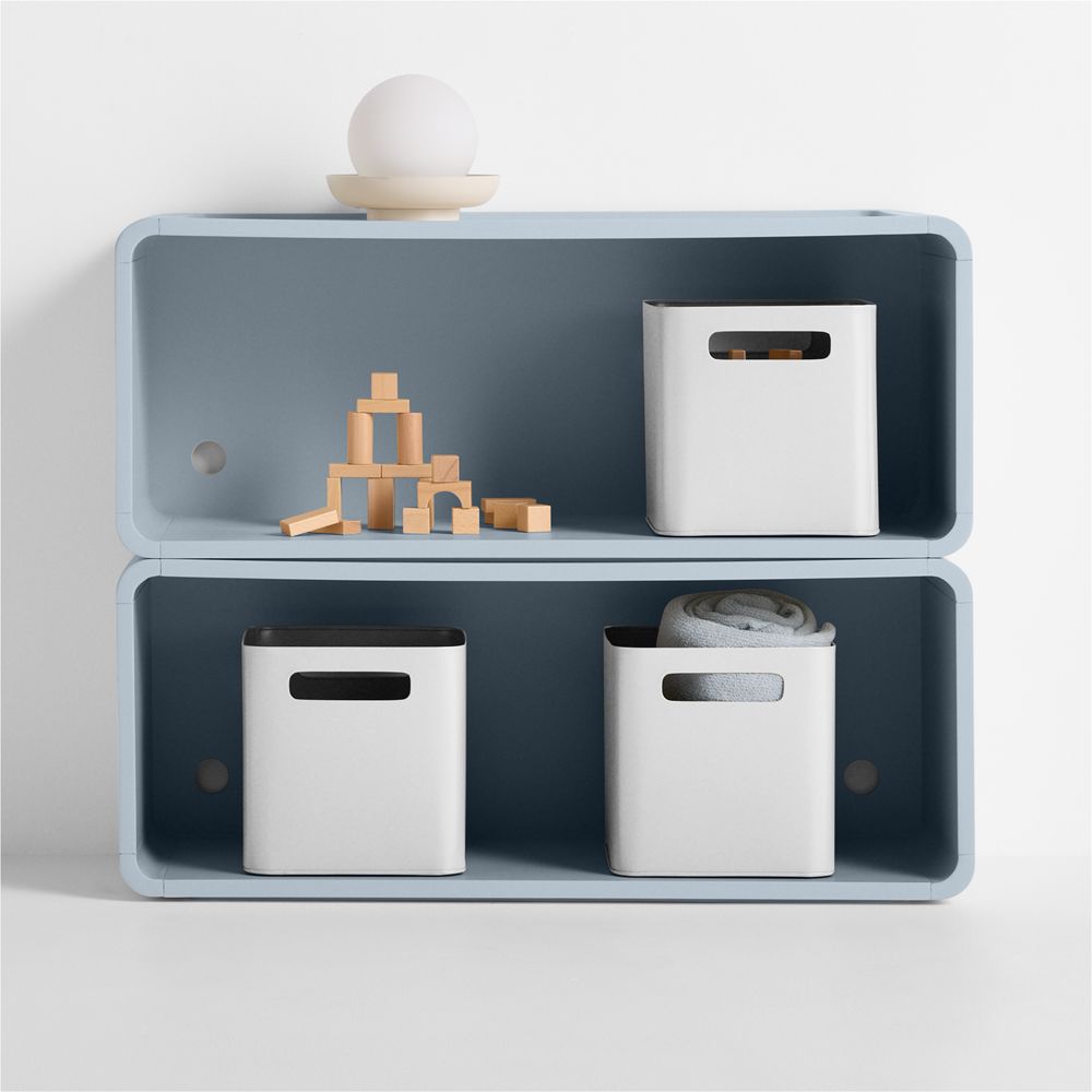 Scout Set of 2 Mist Blue Wood Kids Stackable Bookshelf