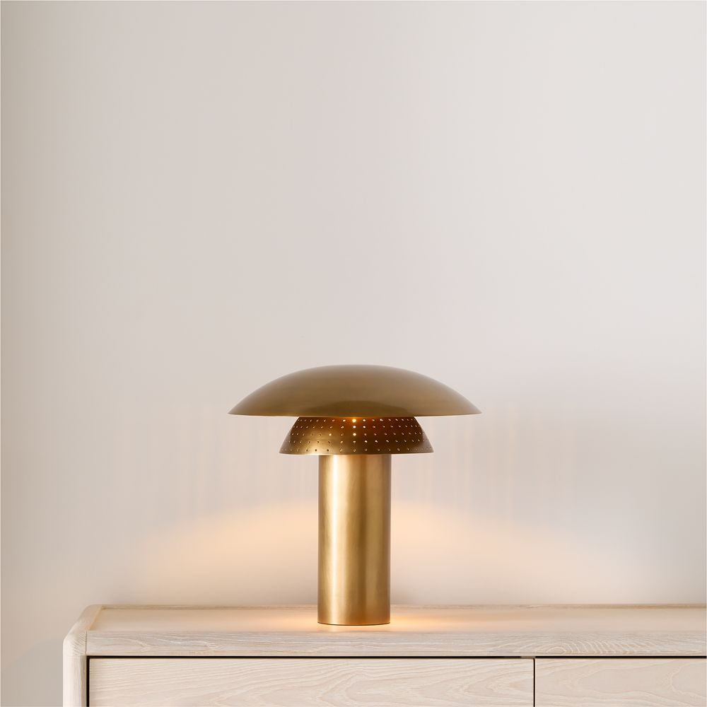 Den 14.25" Brass Table Lamp with Metal Shade