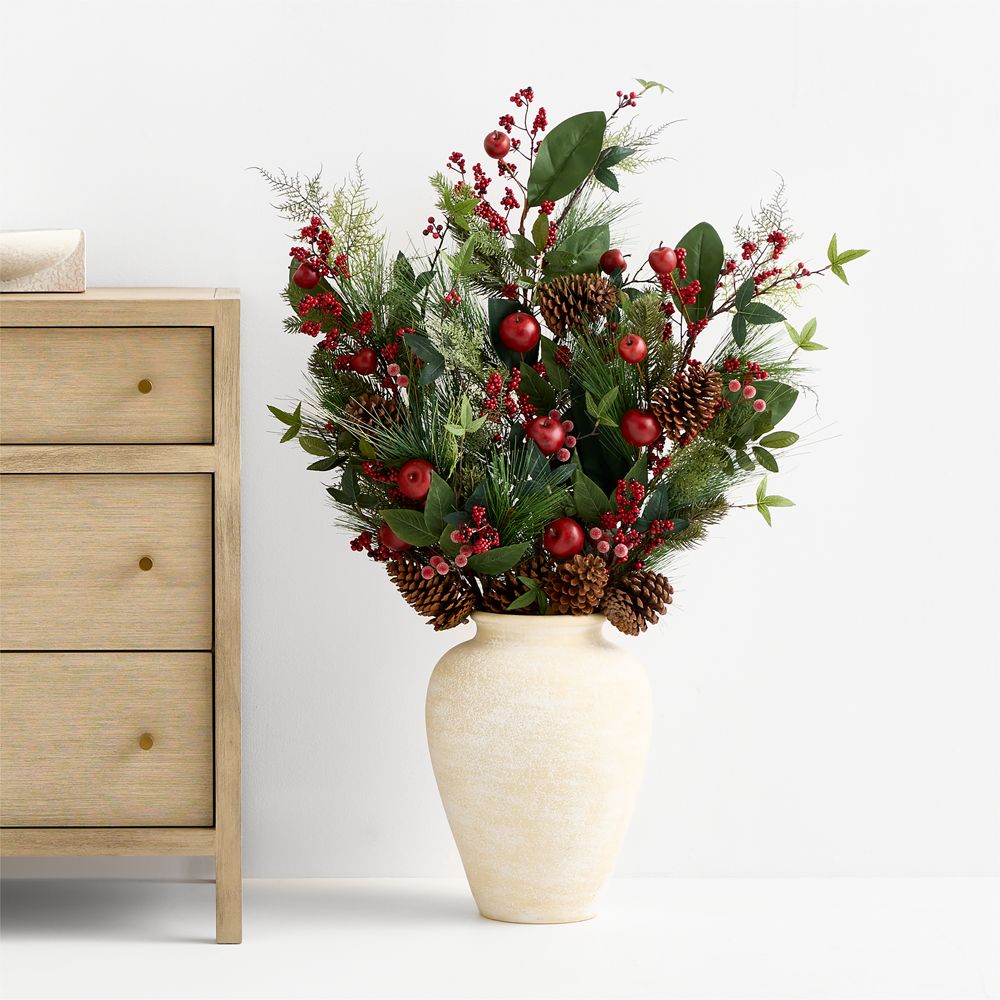 Faux Greenery and Apple Holiday Stem 47"