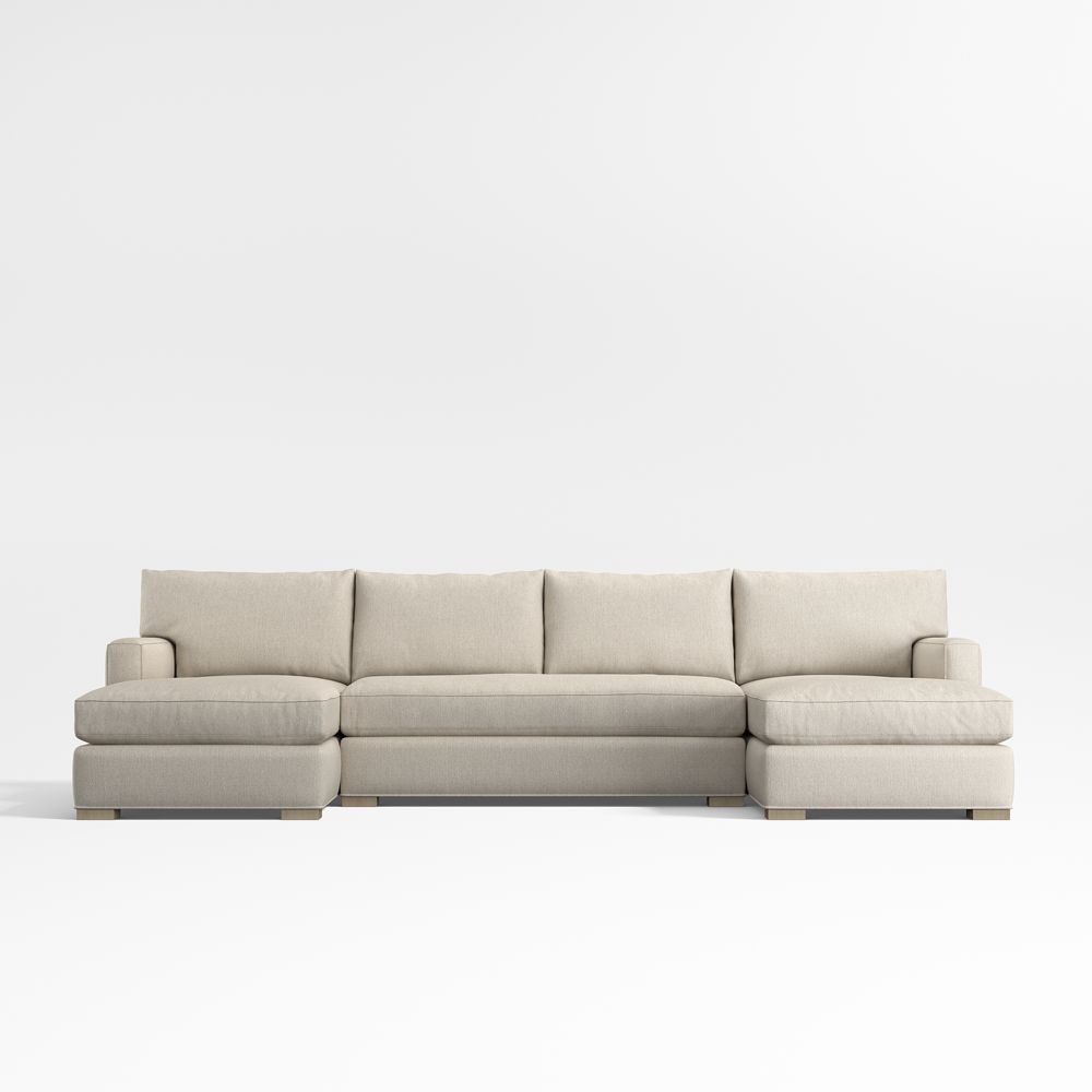 Axis 3-Piece U-Shaped Bench Sectional Sofa with Double Chaise Lounge