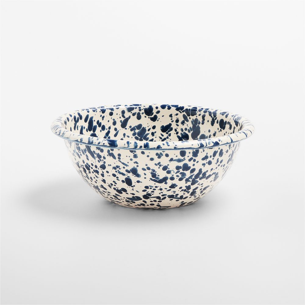 Splatter Enamelware Navy and Cream Cereal Bowl