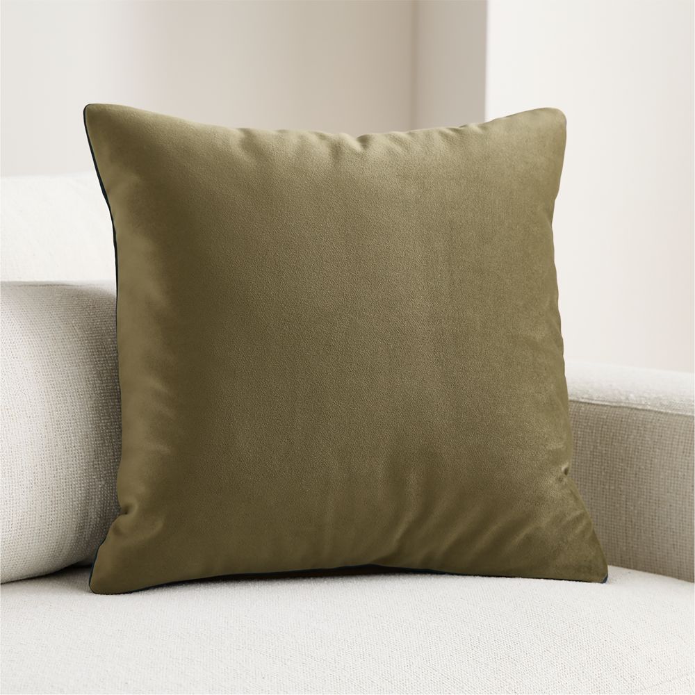 Rally Italian Velvet 20"x20" Olive Green Throw Pillow by Venus Williams