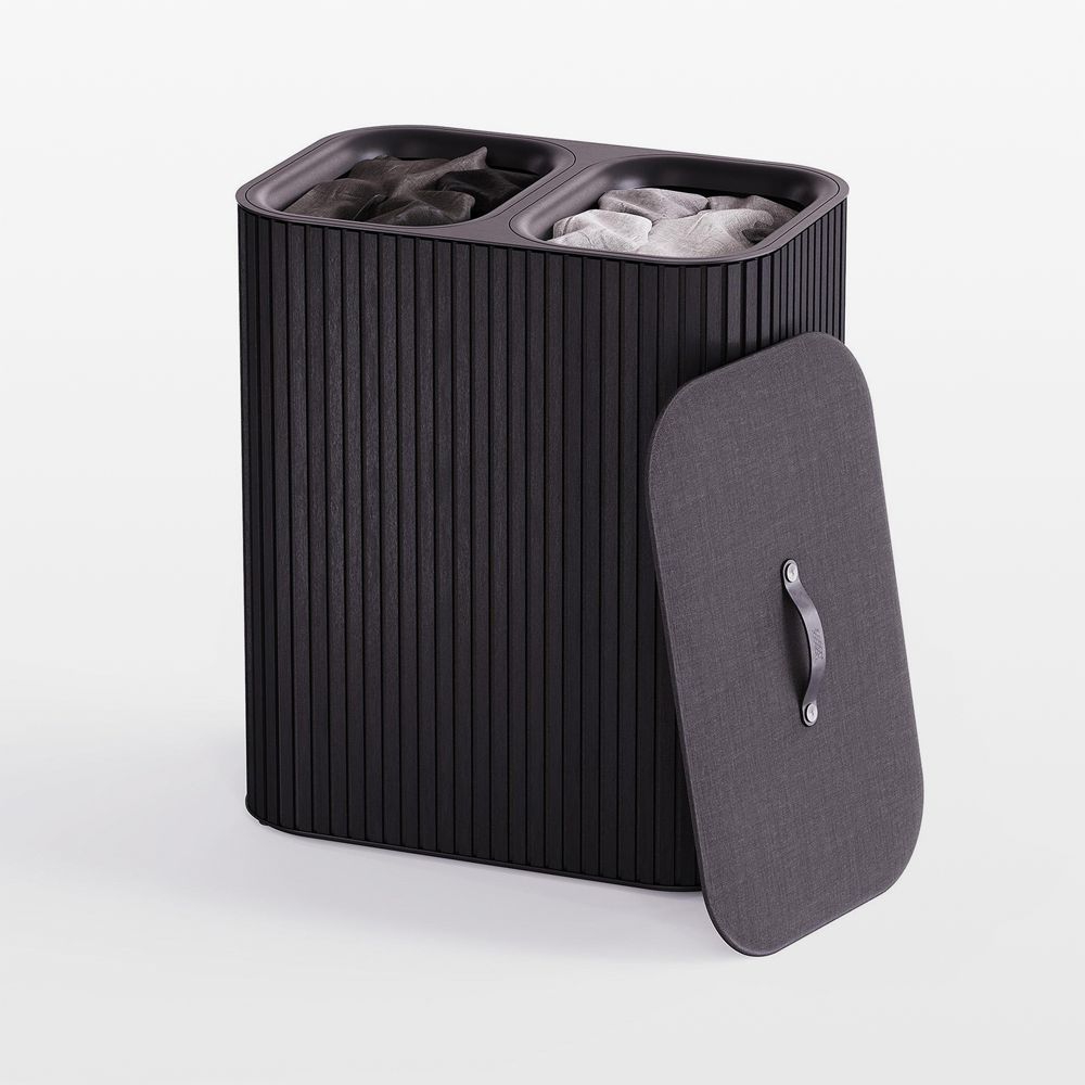 Joseph Joseph Tota Luxe 90L Bamboo Dual Laundry Basket- Carbon Black