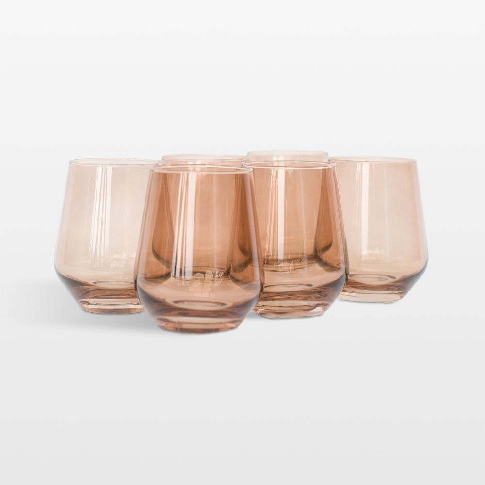 Estelle Mocha Colored Wine Stemless, Set of 6