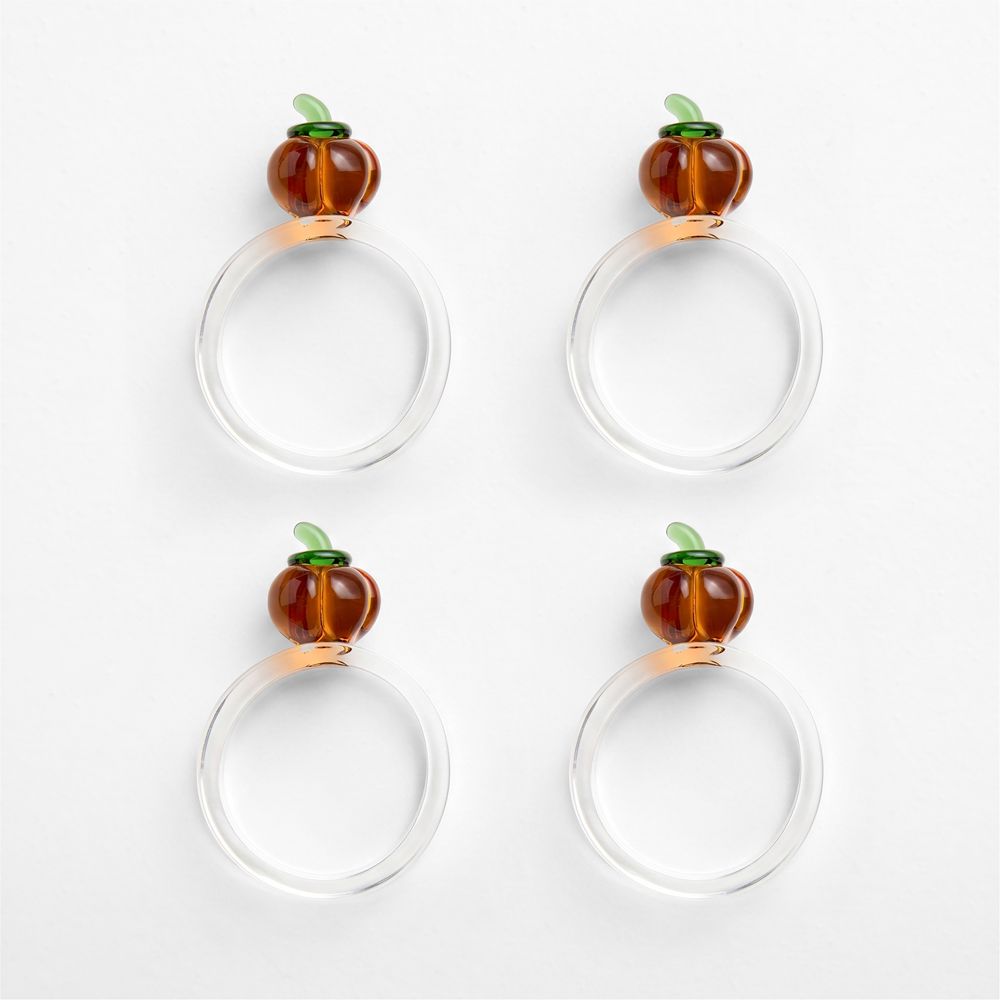 Glass Pumpkin Napkin Rings, Set of 4
