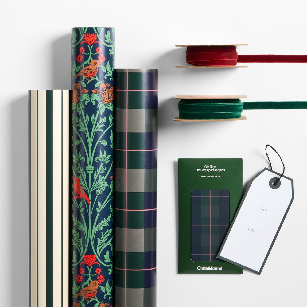 Winter Florals & Green Plaid Holiday Gift Wrap Kit