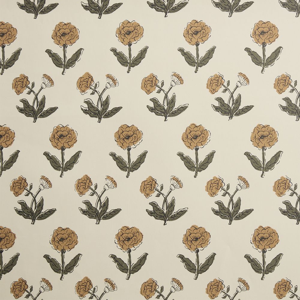 Aurora Ochre Block Print Wallpaper