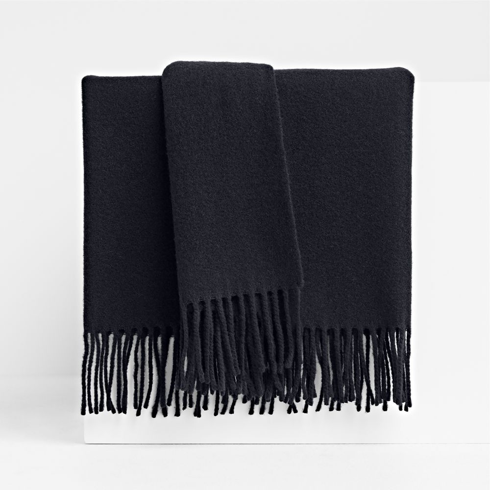 Italian 70"x55" Wool Indigo Throw Blanket