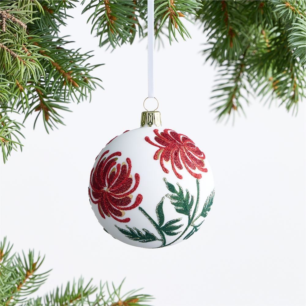 European Red Chrysanthemum Christmas Tree Ornament