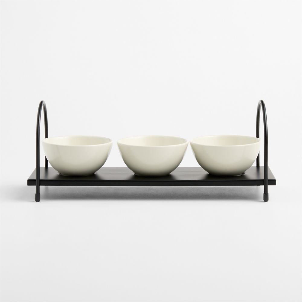 Bristol Ceramic 3-Part Server with Black Iron Stand