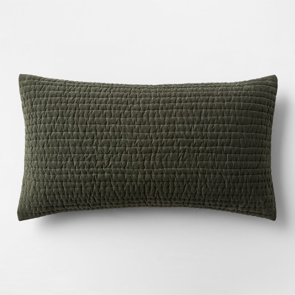 Organic Cotton Textured Velvet Ficus Green King Bed Pillow Sham