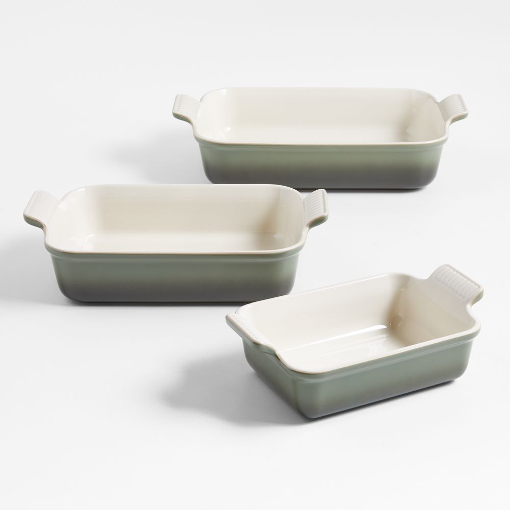 Le Creuset Heritage Thyme Stoneware 3-Piece Rectangular Baking Dishes Set