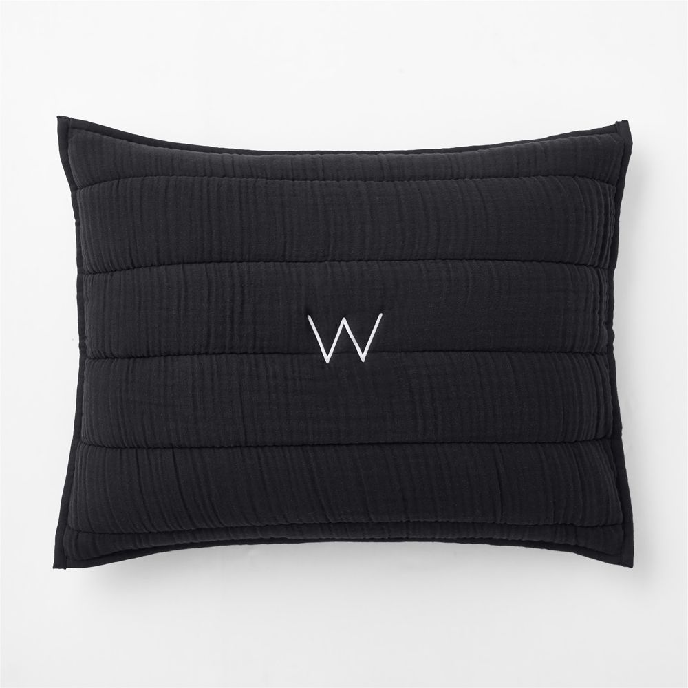 Organic Cotton Gauze Midnight Navy Blue Quilted Bed Pillow Sham