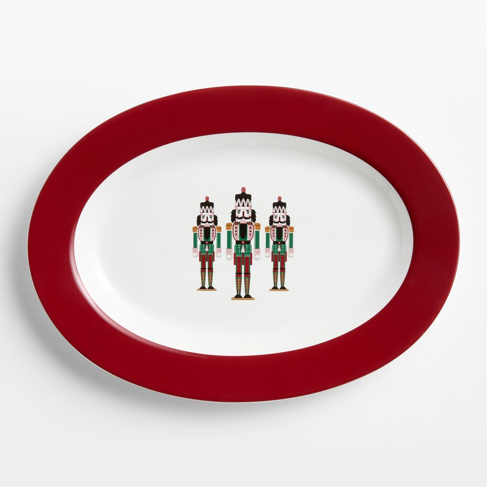 Aspen Red Rim Nutcracker Porcelain Oval Platter