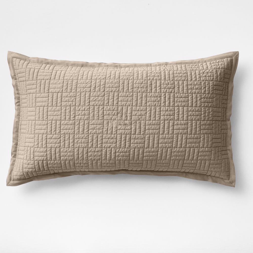 Serene Washed Organic Cotton Sateen Classic Stitch Clay Taupe Bed Pillow Sham