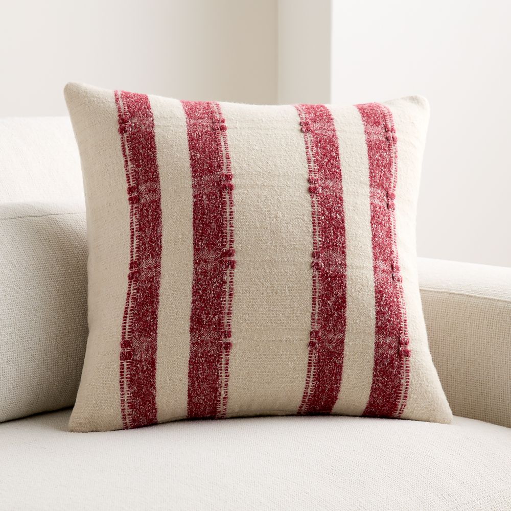 Bowly Wool Blend 20"x20" Luminous Red Throw Pillow
