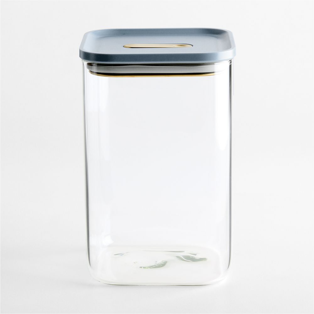 Caraway Blue Lagoon Airtight 4.3-Quart Large Glass Food Storage Container with Plastic and Silicone Lid