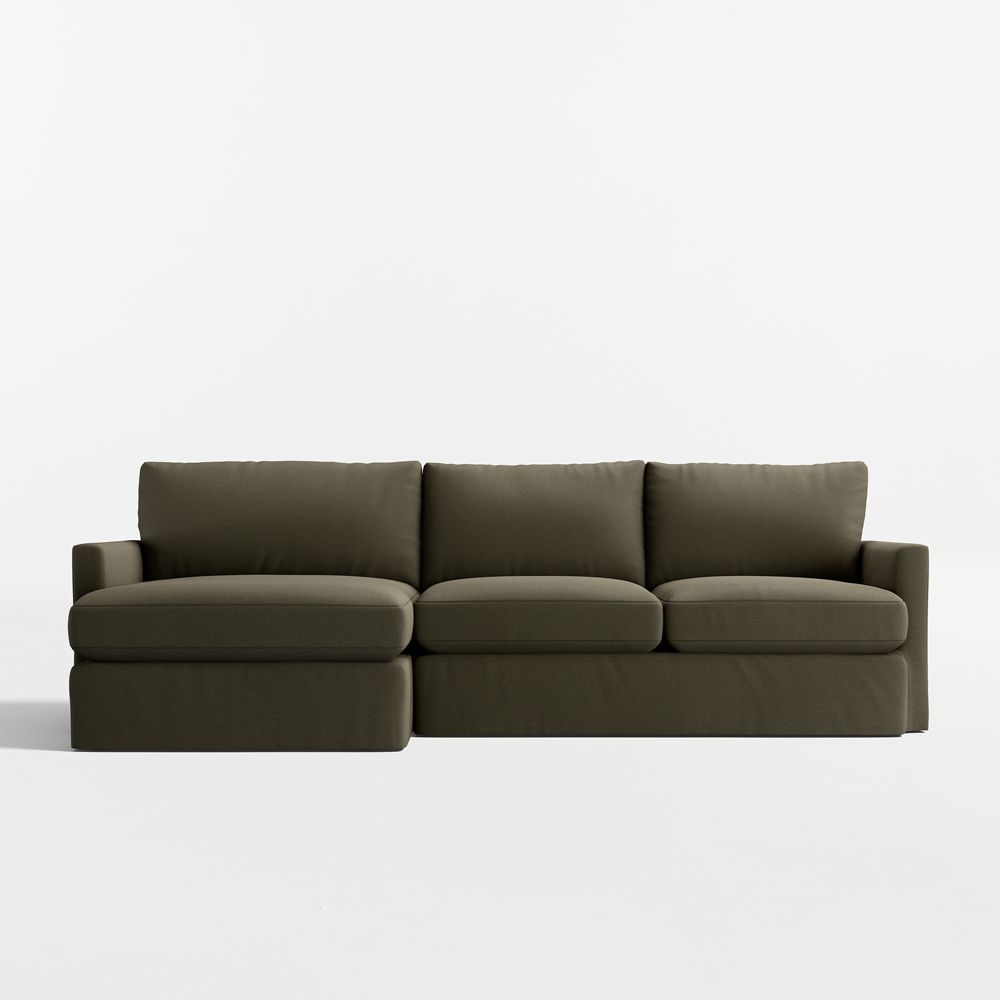 Lounge Deep 2-Piece Slipcovered Sectional Sofa with Chaise Lounge