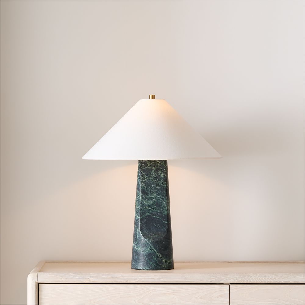 Petra Green Marble Table Lamp with Fabric Shade 24.5"