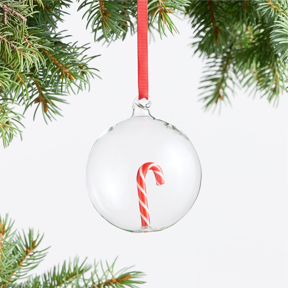 Glass Candy Cane Christmas Tree Ornament