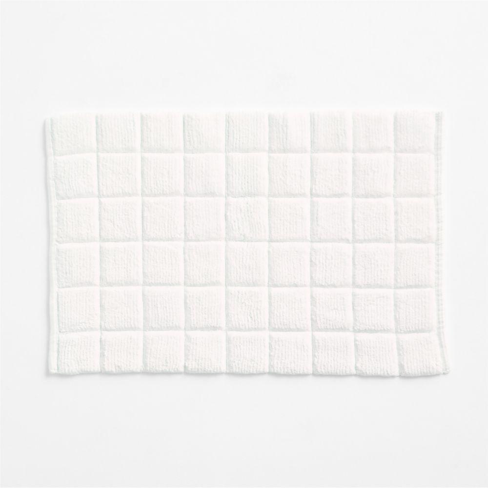 Organic Cotton Check Crisp White Bath Mat