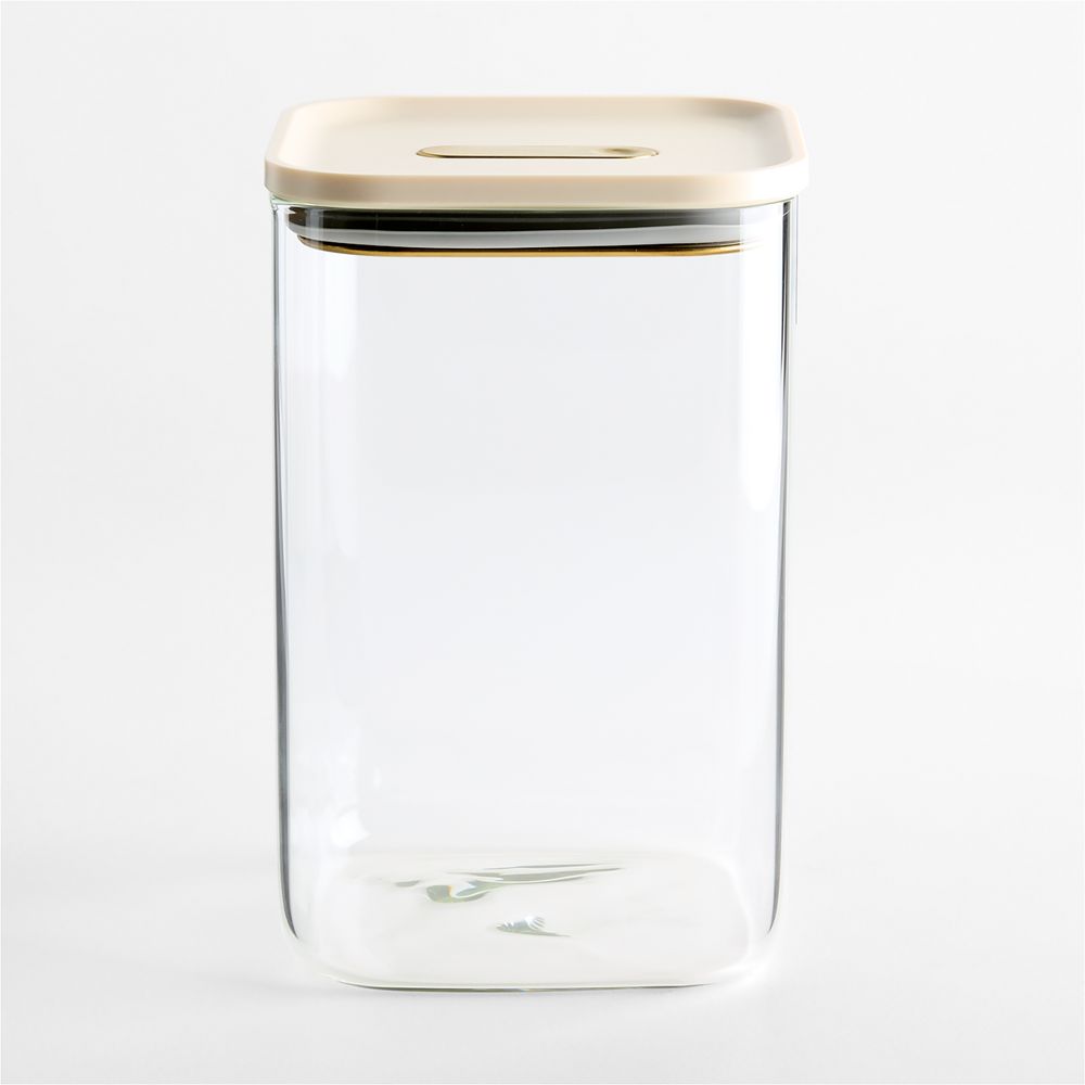 Caraway Cream & Gold Airtight 4.3-Quart Large Glass Food Storage Container with Plastic and Silicone Lid