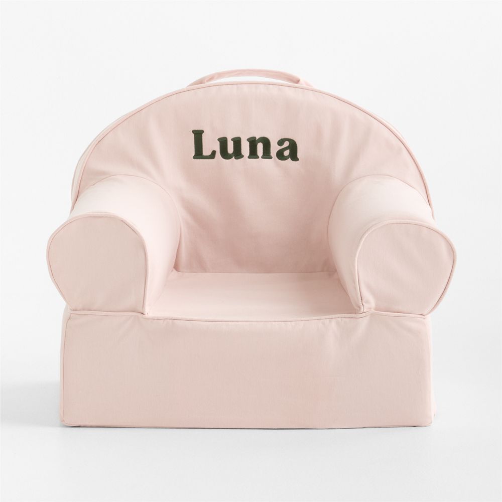 Small Soft Pink Organic Cotton Kids Lounge Nod Chair