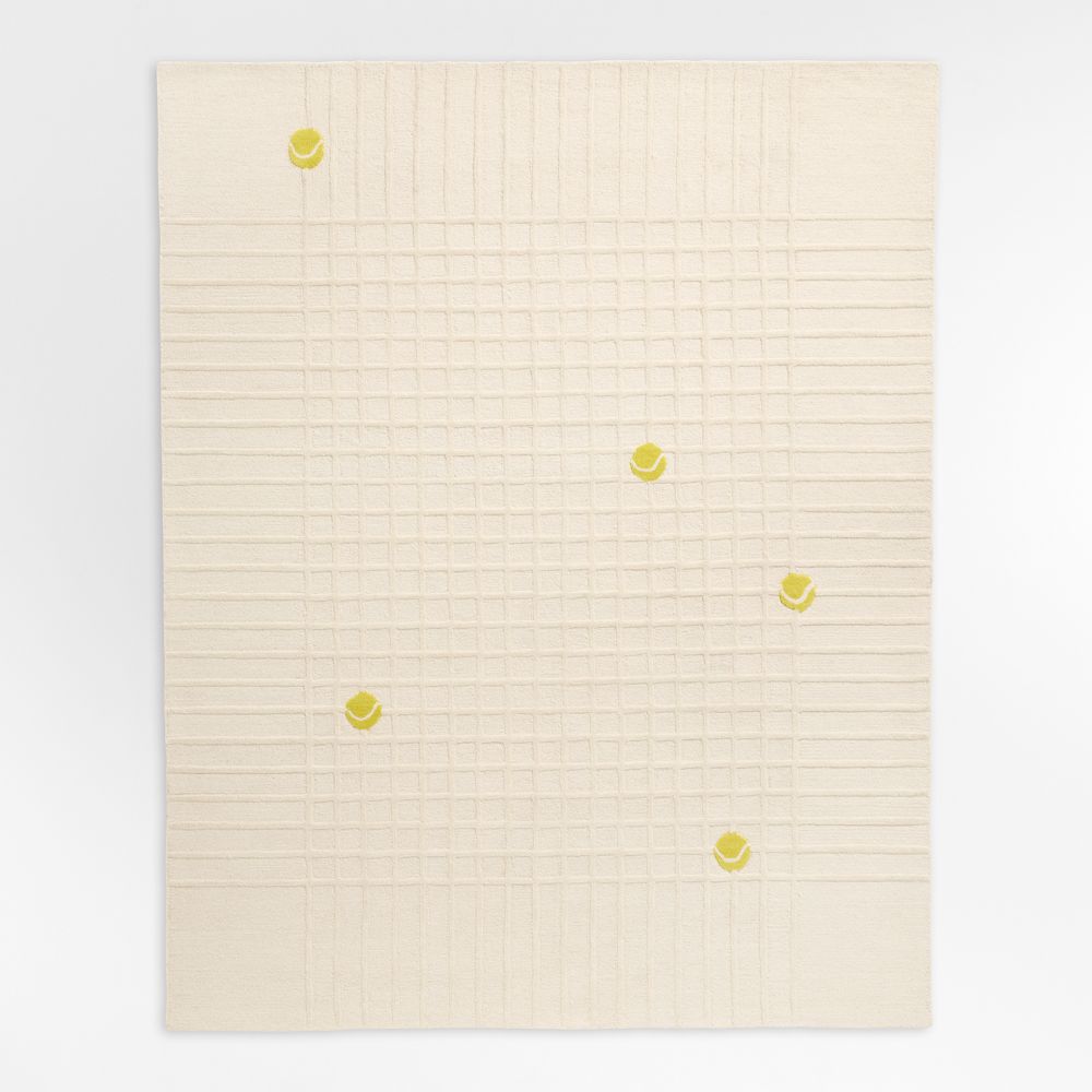 Racket Plaid Ivory Wool Kids Area Rug by Venus Williams