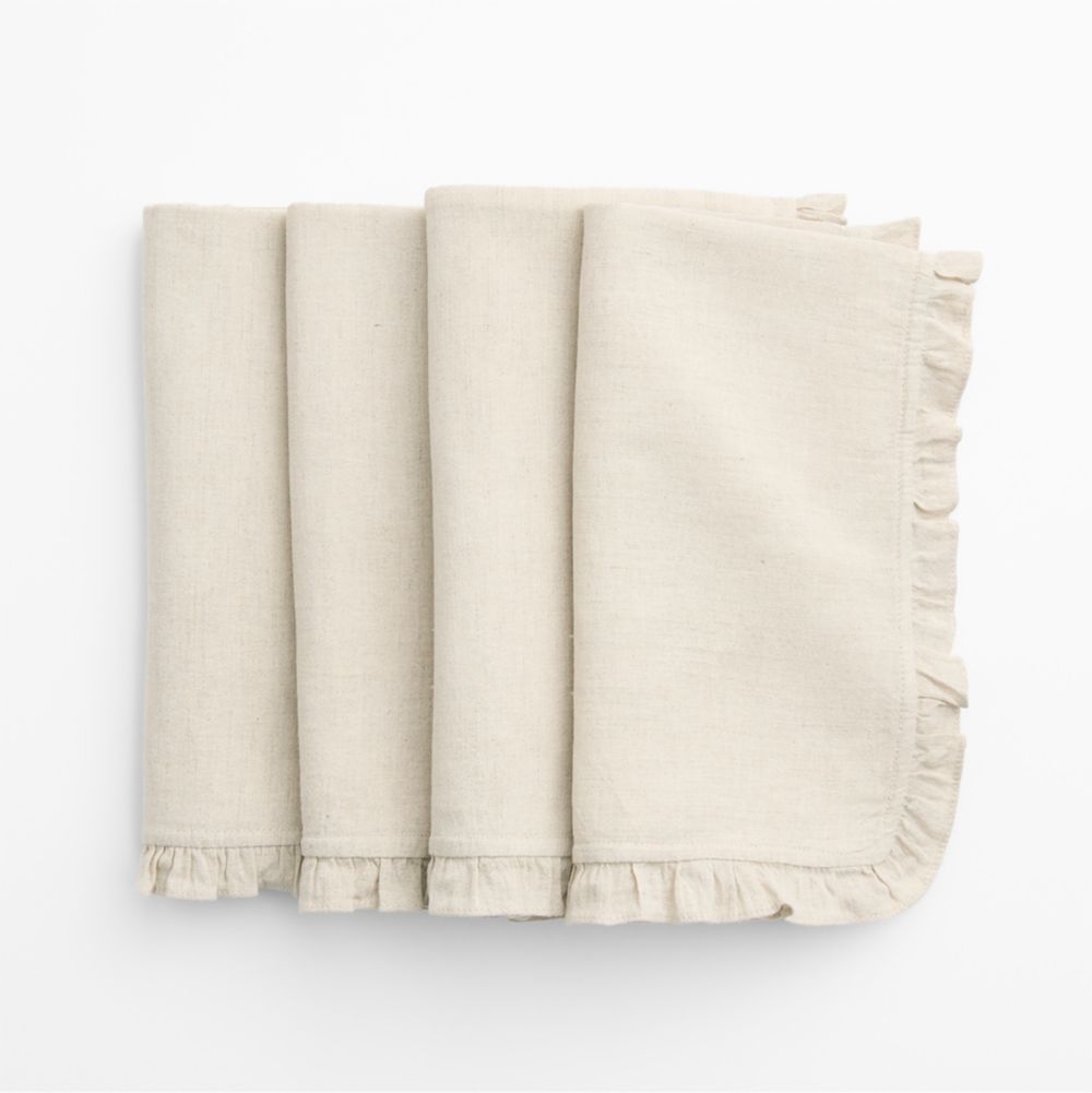Ruffle Natural Cotton Linen Blend, Set of 4