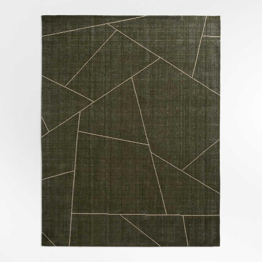 Teramo Performance Handwoven Abstract Dark Green Rug