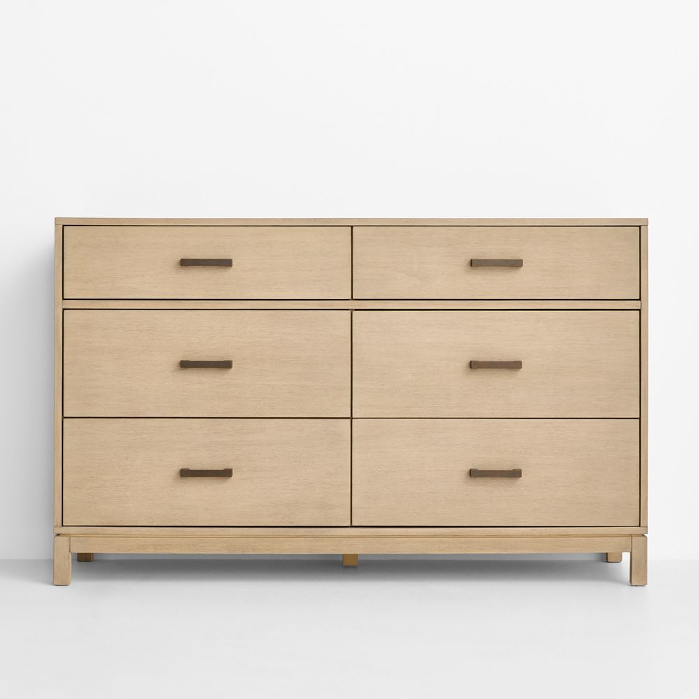 Parke 55" Weathered Natural Wood 6-Drawer Kids Dresser