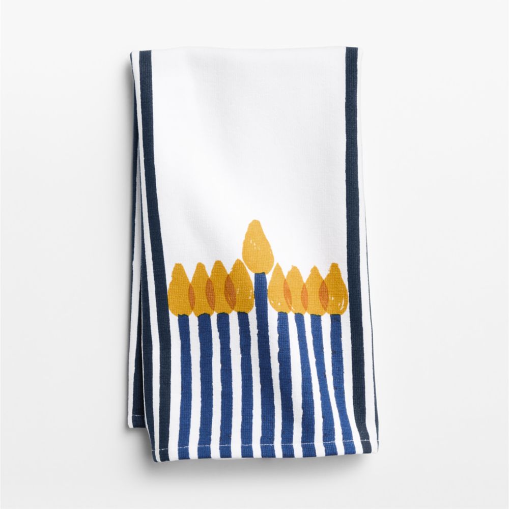 Hanukkah Menorah Organic Cotton Absorbent Terry Dish Towel