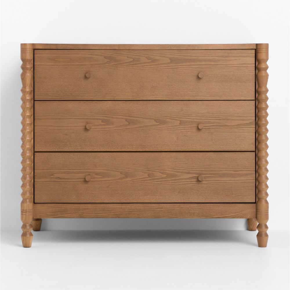Jack 39" Hazelnut Wood Narrow 3-Drawer Kids Dresser