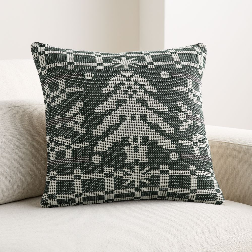Woven Tree 20"x20" Spruce Green Throw Pillow