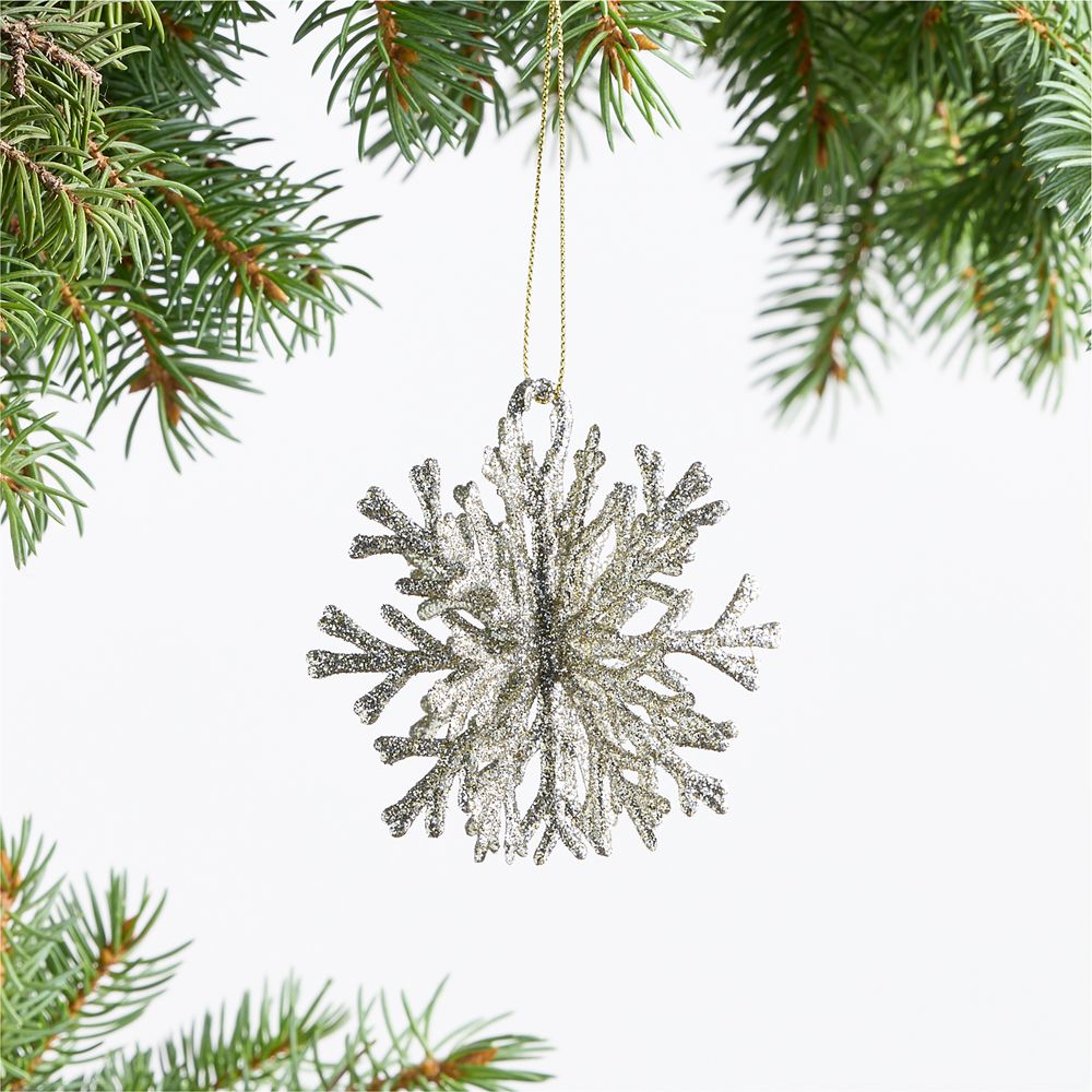 Gold Glitter Snowflake Christmas Ornament