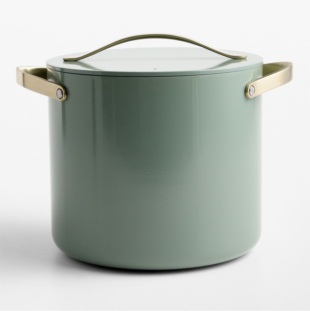 Caraway Coastline Ceramic Nonstick 12-Qt. Stock Pot with Champagne Hardware