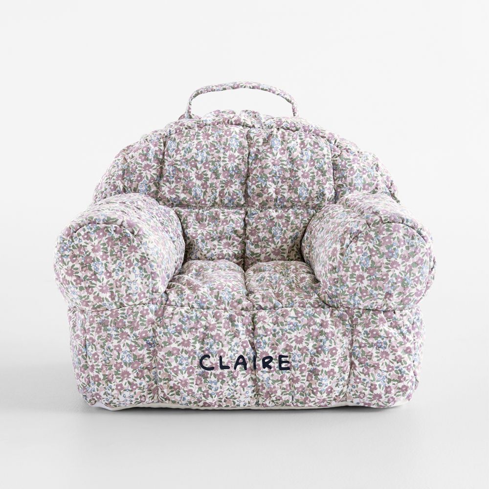 Small Sunset Purple Floral Puffy Cotton Kids Lounge Nod Chair