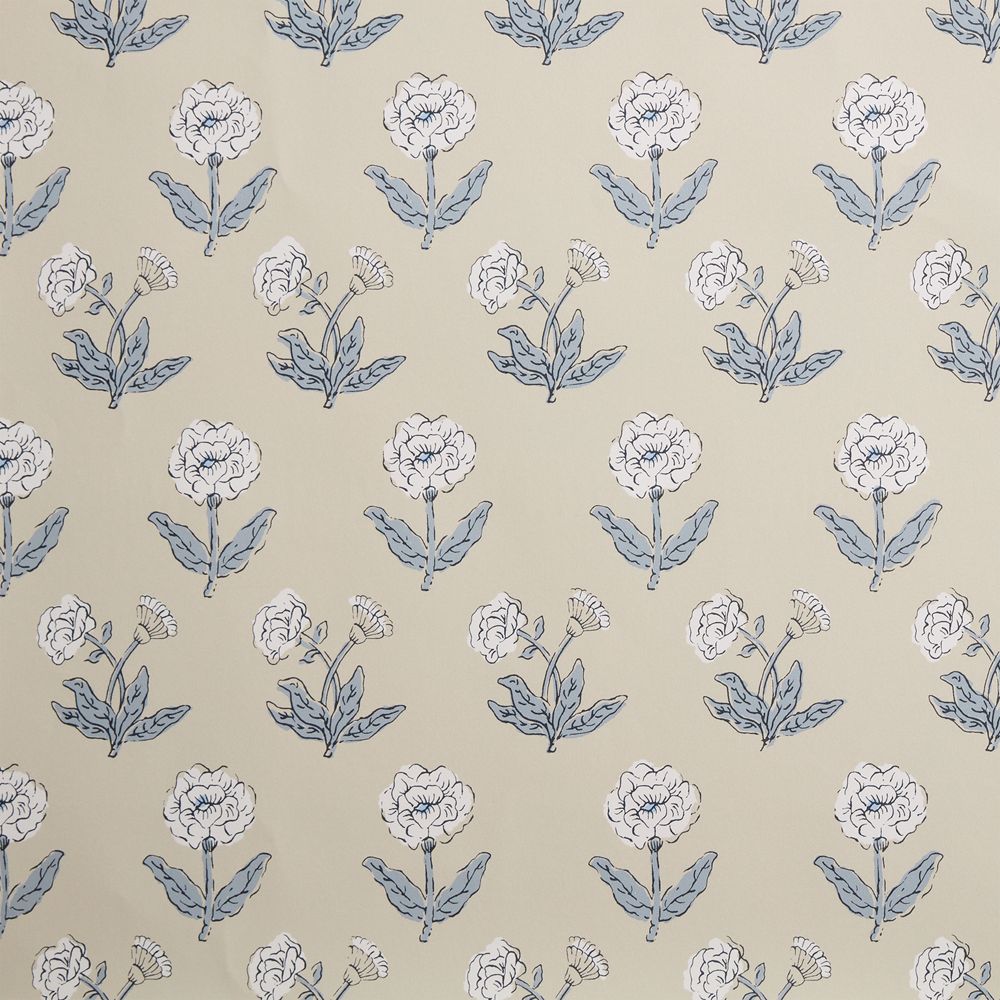Aurora Mist Blue Block Print Wallpaper