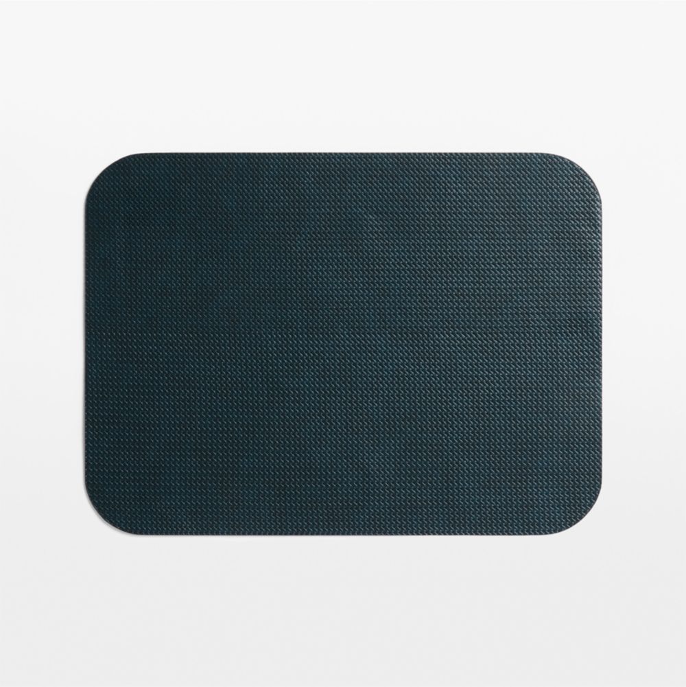 Rizzo Rectangle Basketweave Faux Leather Easy Care Navy-Green Placemat
