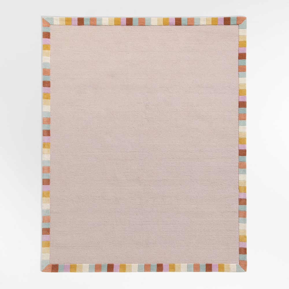 Checker Border Lilac Rose Kids Area Rug
