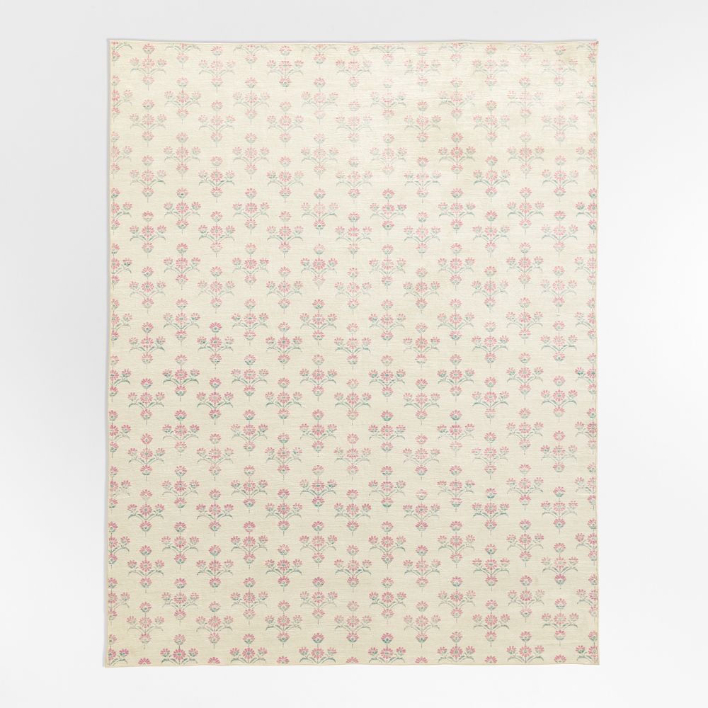 Alma Pink Floral Washable Kids Area Rug