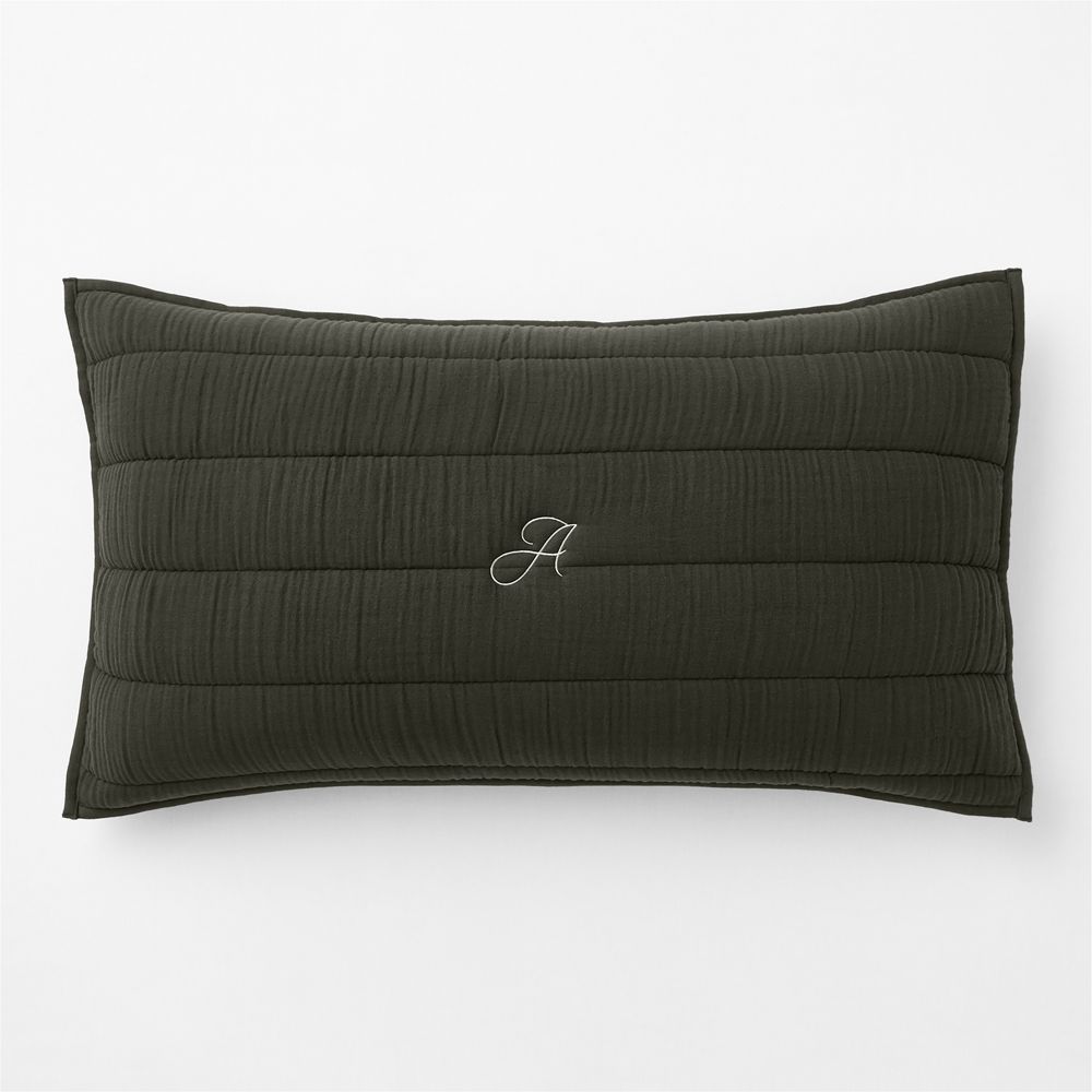 Organic Cotton Gauze Ficus Green Quilted Bed Pillow Sham