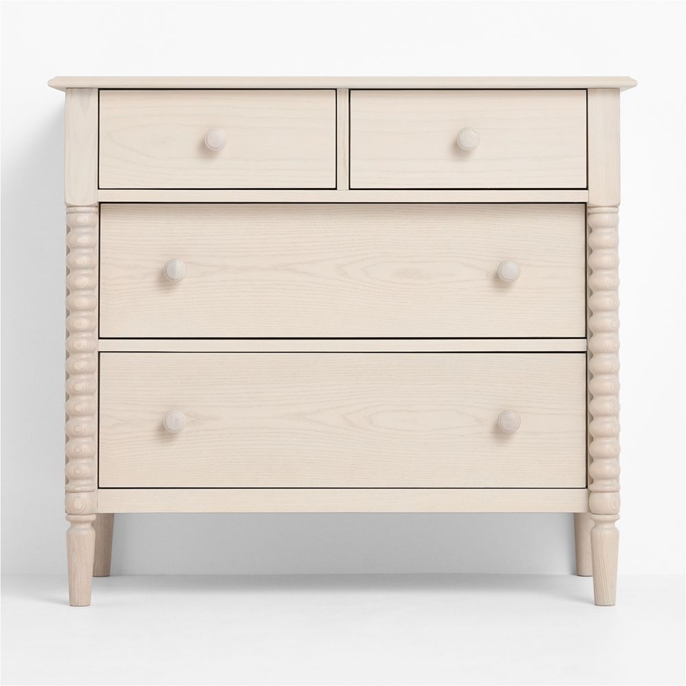 Jenny Lind 37" Washed Natural Narrow 4-Drawer Kids Dresser