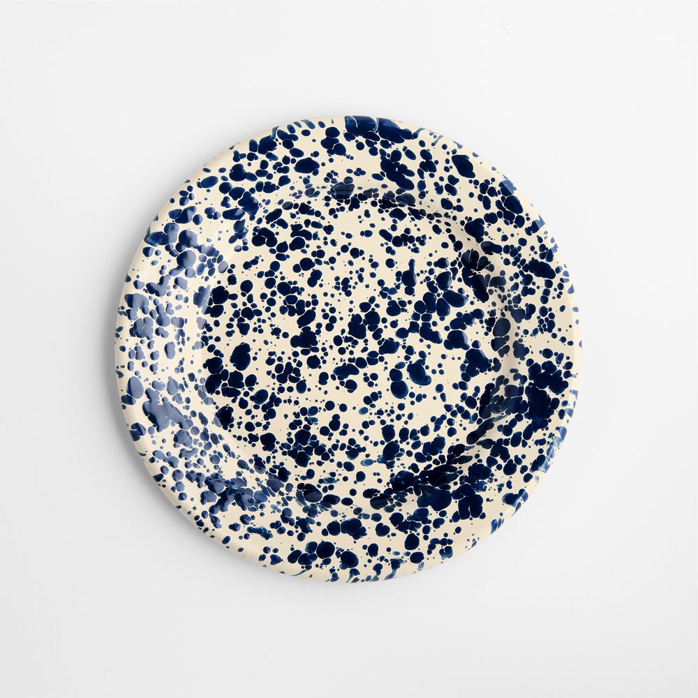 Splatter Enamelware Navy and Cream Flat Salad Plate