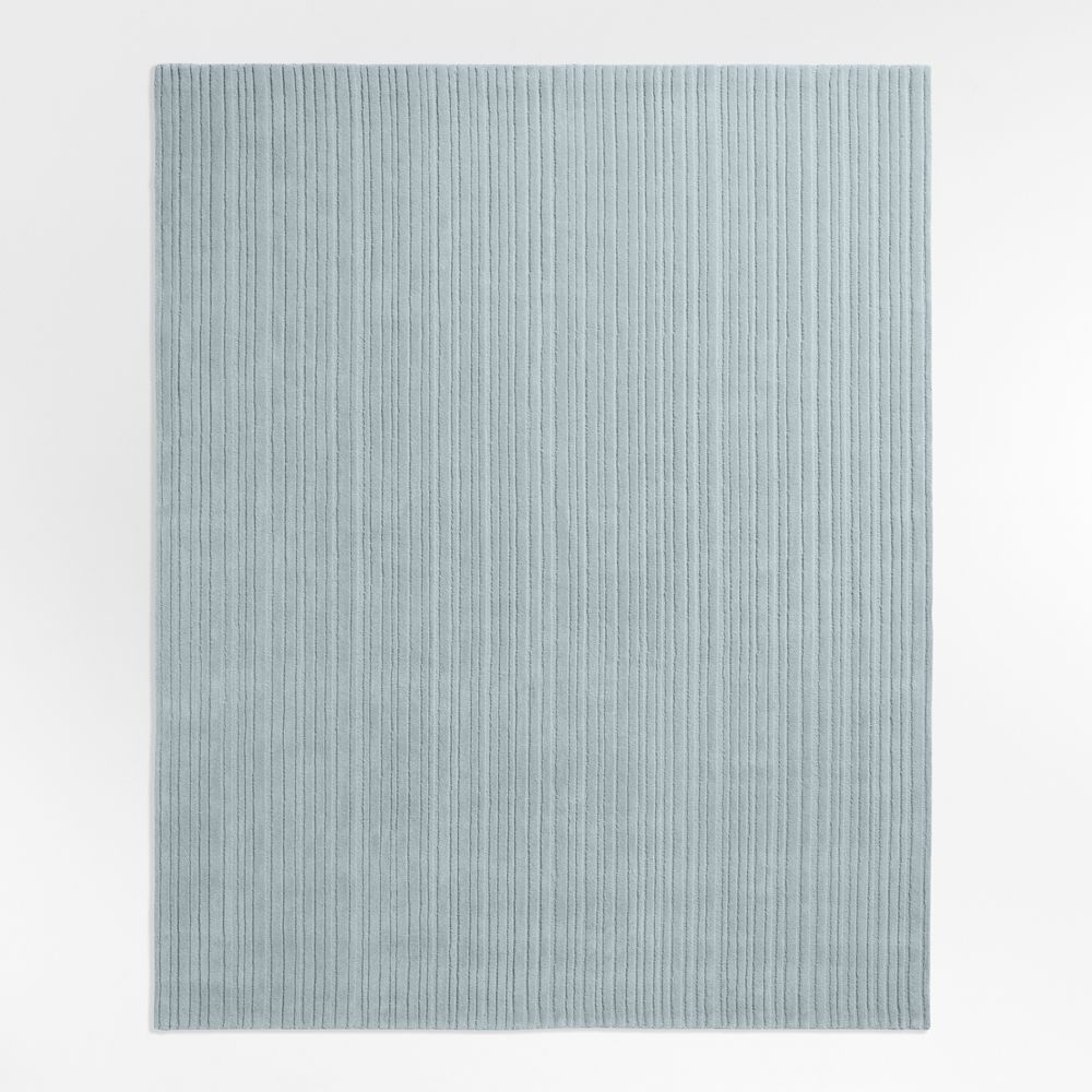 Paloma Textured Stripe Mist Blue Wool Kids Area Rug