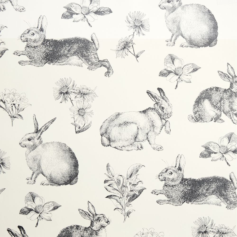 Bunny Meadow Charcoal Grey Wallpaper