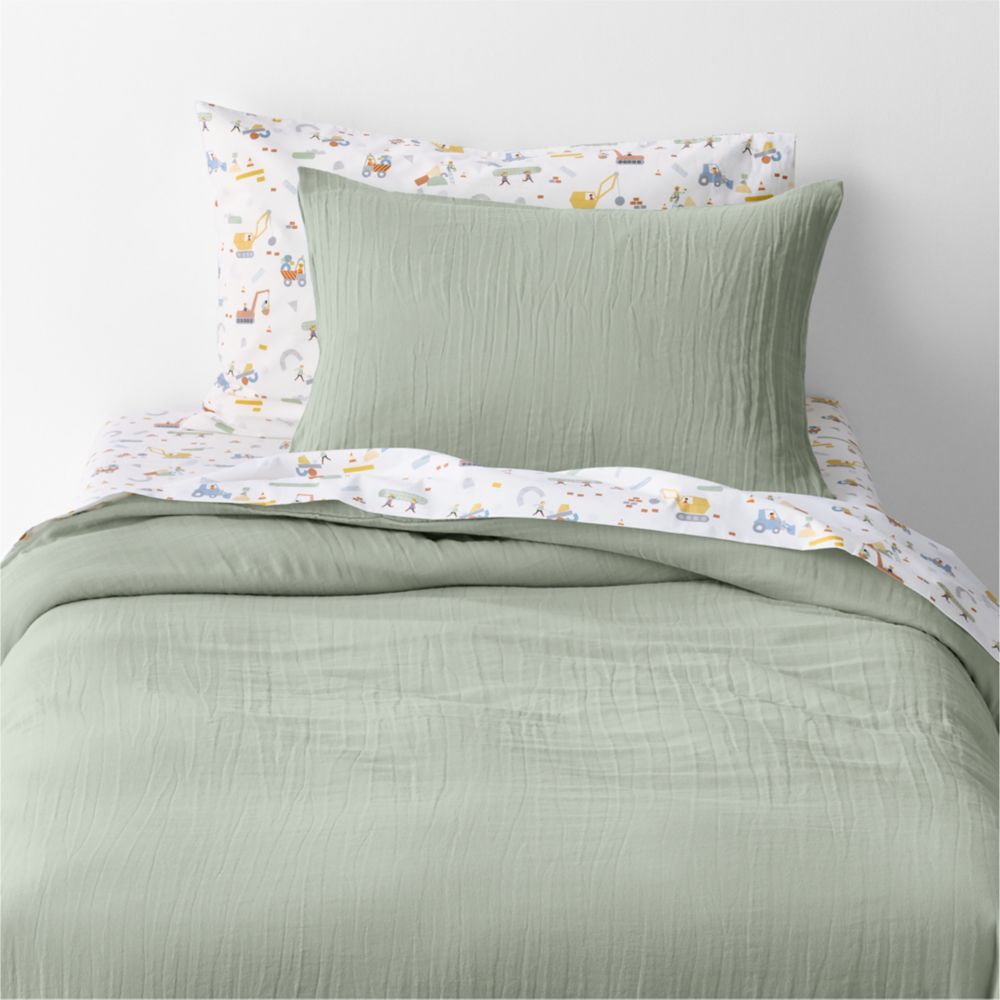 Supersoft Soft Green 100% Organic Cotton Gauze Kids Duvet Cover