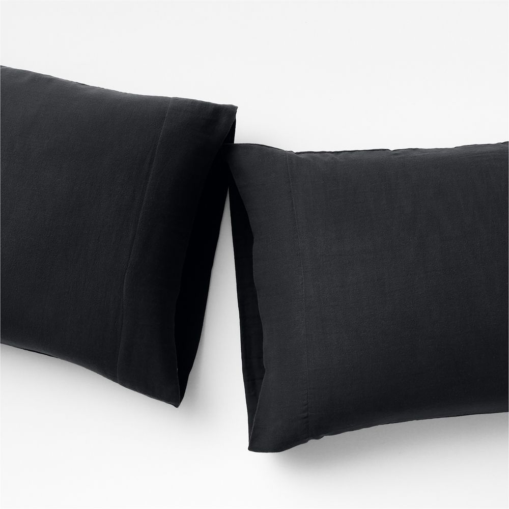 Organic Cotton Gauze Midnight Navy Blue Pillowcases, Set of 2
