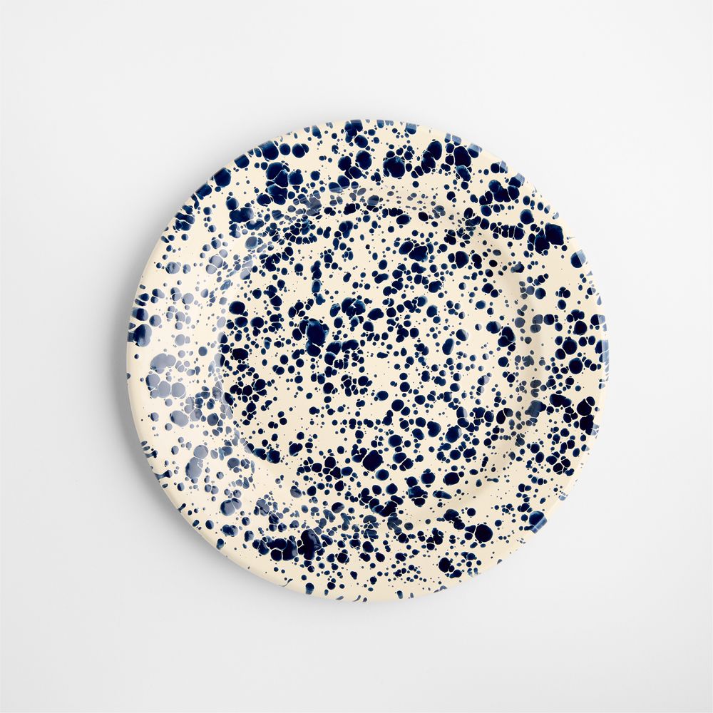 Splatter Enamelware Navy and Cream Dinner Plate